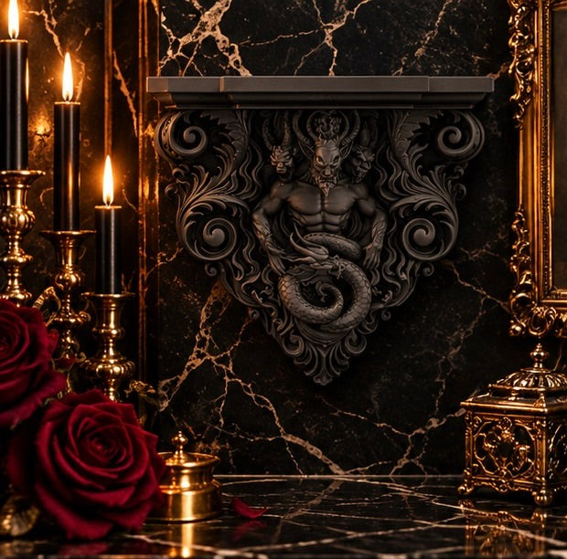 Demon Serpent Corner Shelf Infernal Baroque Decor