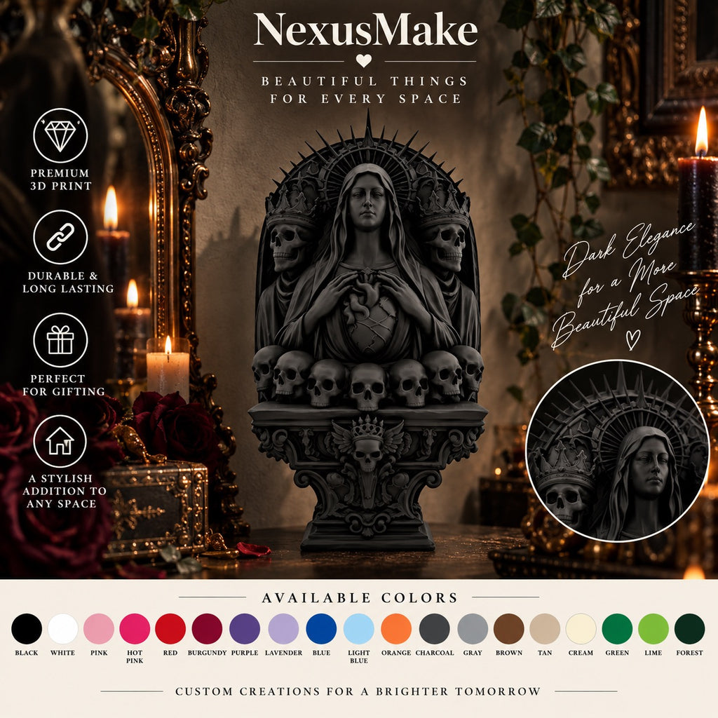 Gothic Memento Mori Altar Veiled Lady and Skulls