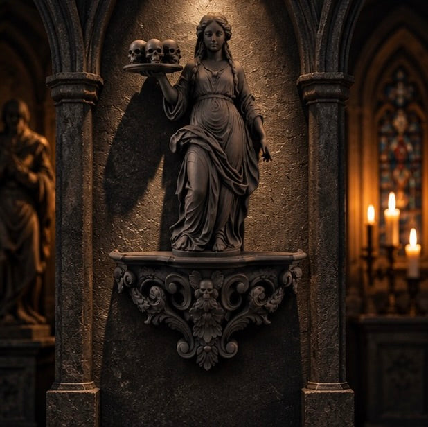 Gothic Memento Mori Lady Victorian Skull Altar