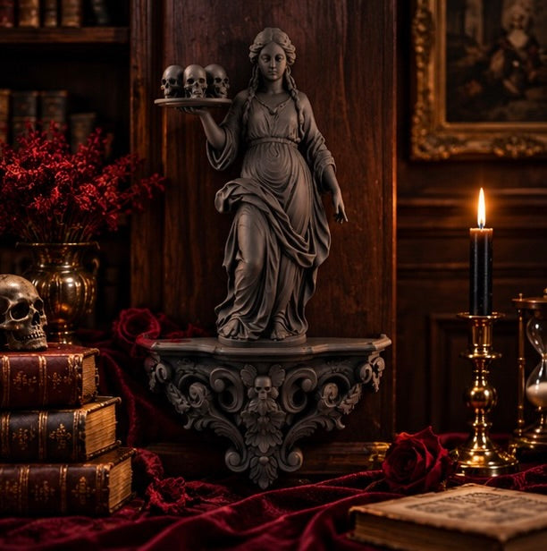 Gothic Memento Mori Lady Victorian Skull Altar