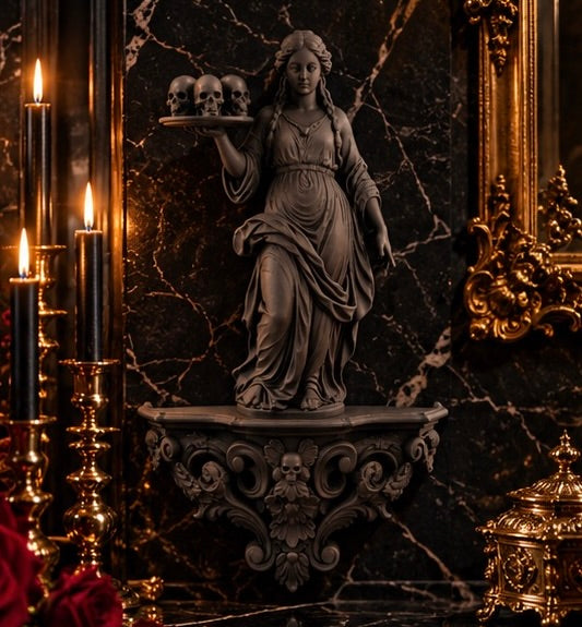 Gothic Memento Mori Lady Victorian Skull Altar