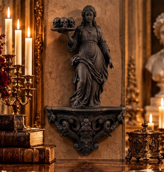 Gothic Memento Mori Lady Victorian Skull Altar