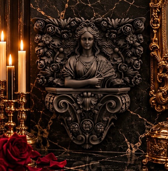 Gothic Victorian Lady Plaque Dark Rose Garden