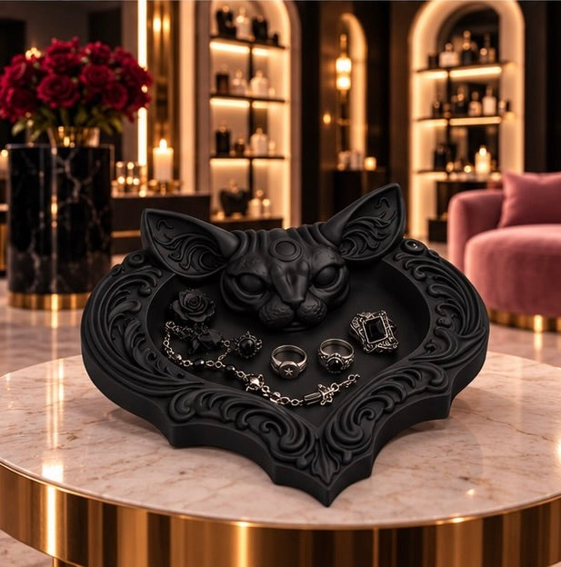 Gothic Sphynx Cat Catchall Tray Goth Jewelry