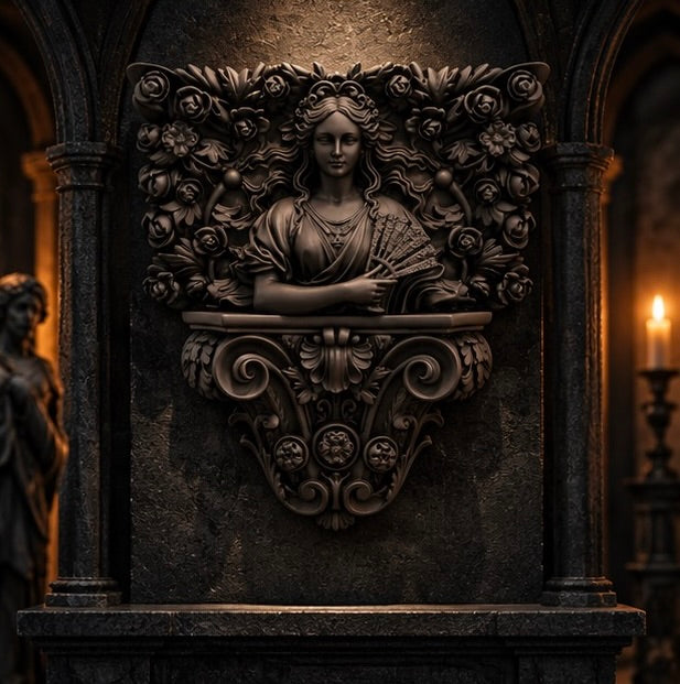 Gothic Victorian Lady Plaque Dark Rose Garden