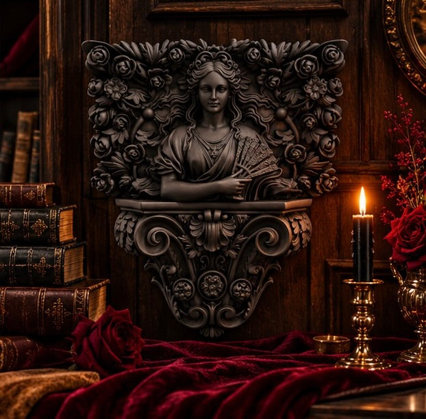 Gothic Victorian Lady Plaque Dark Rose Garden