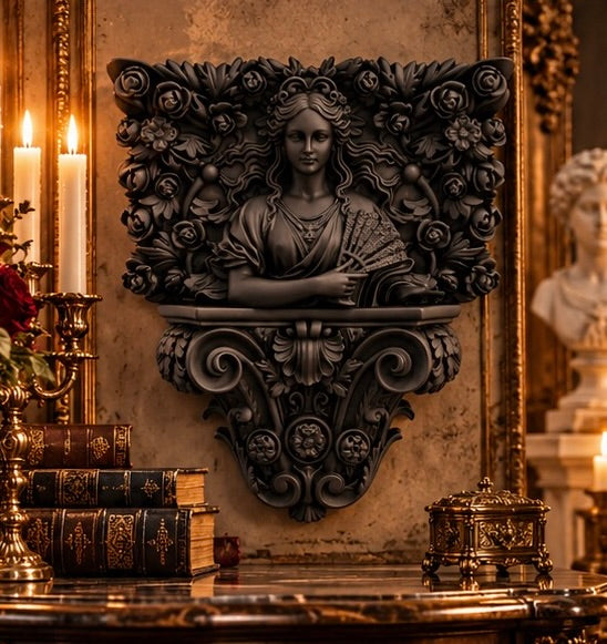 Gothic Victorian Lady Plaque Dark Rose Garden