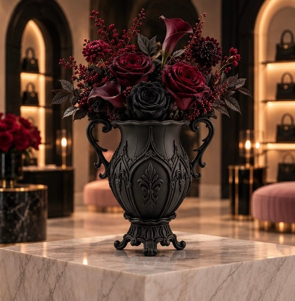 Large Gothic Baroque Flower Vase Goth Centerpiece