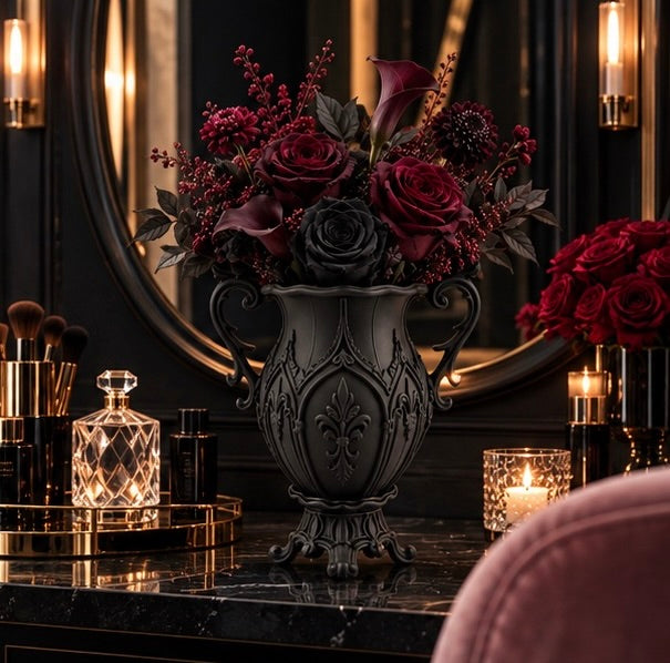 Large Gothic Baroque Flower Vase Goth Centerpiece