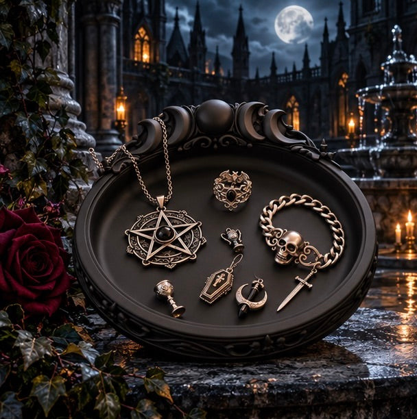 Gothic Triple Moon Jewelry Tray Ornamental Trinket