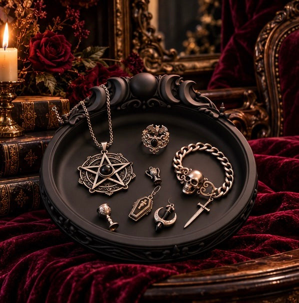 Gothic Triple Moon Jewelry Tray Ornamental Trinket